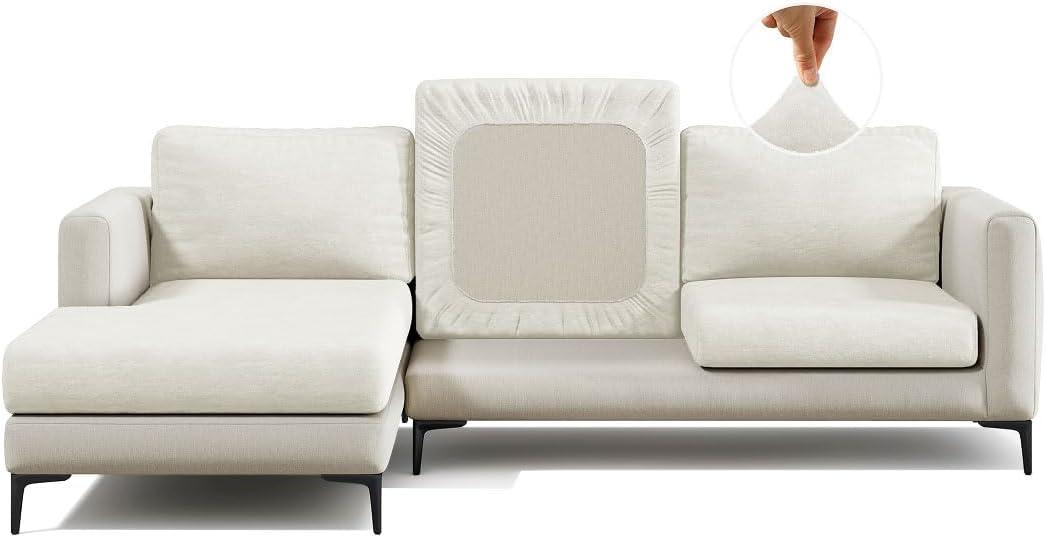 Nolan Interior Miracle Sofa Cover - Plush Seat Cushion Cover with Ultra-Soft, Stretchy, Thick Chenille Fabric - Pet Proof, Stain Safe, Easy Fit, Easy Wash - Medium, Vanilla