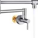 Fransiton Brushed Nickel Pot Filler, Pot Filler Faucet Wall Mount, Brass Folding Stretchable with Double Joint Swing Arm Single Hole Two Handles Kitchen Restaurant
