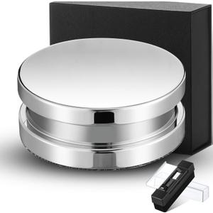 26.8 Ounce/ 760 Gram Record Weight Stabilizer Turntable Clamp Heavy Weight High Mass Steel Lp Disc Vinyl Record Player Accessory with Brush Gift Box for Vibration Damping Christmas Favor Gifts(Silver)