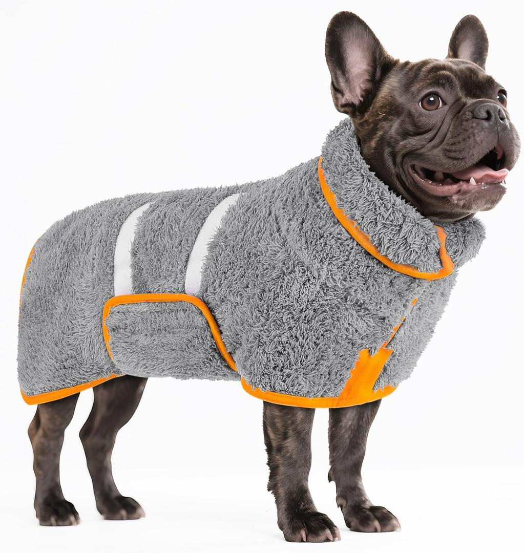Bienbee Dog Bathrobe, Quick Drying Super Absorbent Dog Robes for After Bath, Warm Keeping Dogs Towel, Dogs Bath Supplies, Gray M (Grey)