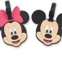 4 Pcs Set Mickey Minnie Silicone Travel Luggage Baggage Identification Labels ID Tag for Bag Suitcase Plane Cruise Ships with Belt Strap
