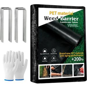 Weed Barrier Fabric,PET Heavy-Duty Landscape Cloth,5x100FT 3.2 Oz Garden Weed Control Ground Cover.