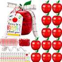 12 Sets Back to School Gifts Plastic Apple Container for Students, First Day of School Large Apple Shaped Candy Jars Boxes, Classroom Welcome Party Favor Treat Box Bulk (Red)