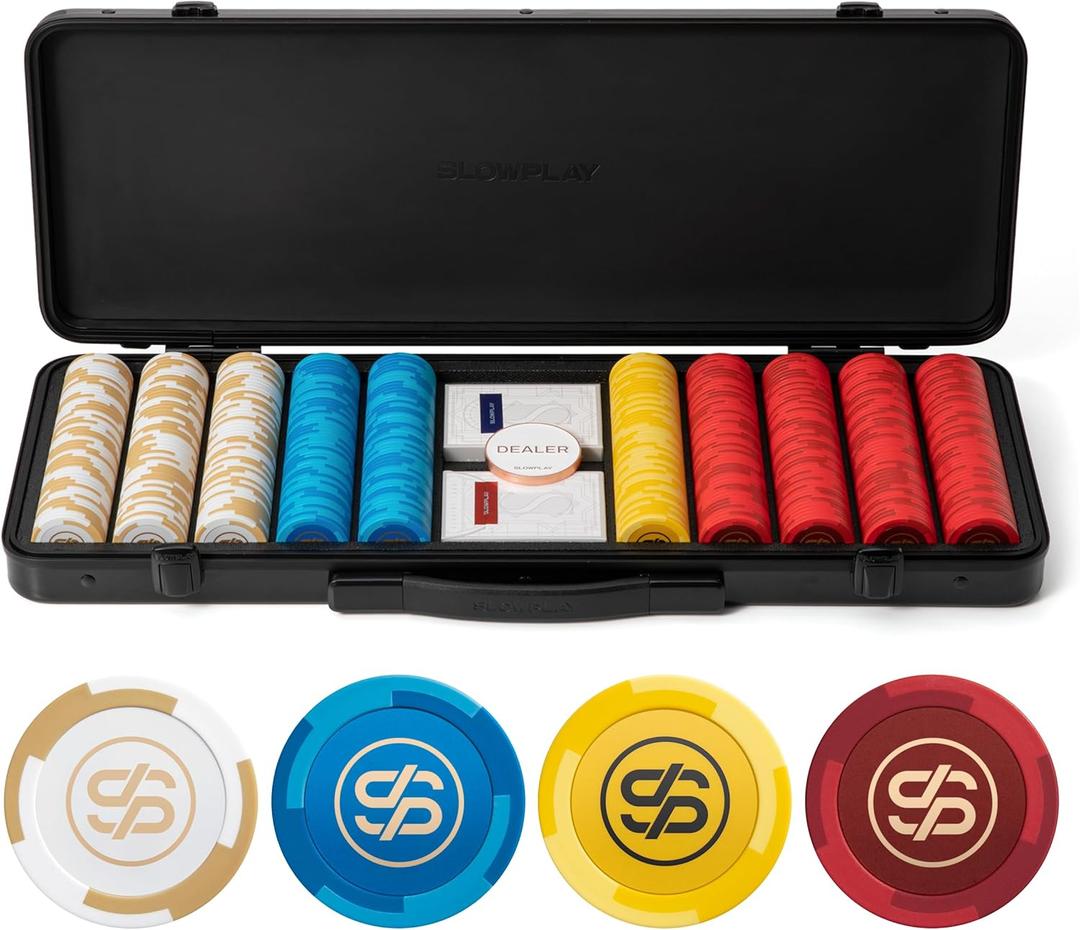 SLOWPLAY Godel 14g Clay Poker Chips Set for Texas Holdem, 500 PCS [Blank Chips] Features a High-end Chip case with Extra Durable German Polycarbonate Shell, Ideal Gifts for Poker Players