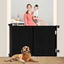 Miumoon 59 inch Retractable Baby Gates 42 inch Tall, Retractable Gate with Reinforced Strip Design to Prevent Crawling Through, 5 FT Retractable Dog Gate for Stairs, Doorways, Hallways, Indoor/Outdoor