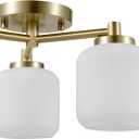 Globe Electric 3-Light Flush Mount Ceiling Light, Brass, Frosted Ribbed Glass Shade, Updated Traditional Style for Home Lighting, 15.6 x 15.6 x 7.6 inches