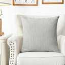 CaliTime Throw Pillow Covers Pack of 2 Soft Solid Dyed Cross Chenille Cushion Cases for Couch Sofa Home Decoration 18 X 18 Inches Light Grey