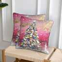 Christmas Throw Pillow Covers 18x18 Set of 2 Square Pillow Case for Home Decor Couch RoomChristmas Tree