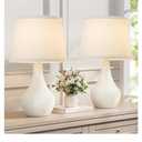 Seealle Modern Ceramic Table Lamps for Night Stands - Bedside Lamps Set of 2 for Nightstand, 19.4" White Bedroom Lamp for Living Room Cute Desk End Table Office Guest Room Dresser Rocker Swtich