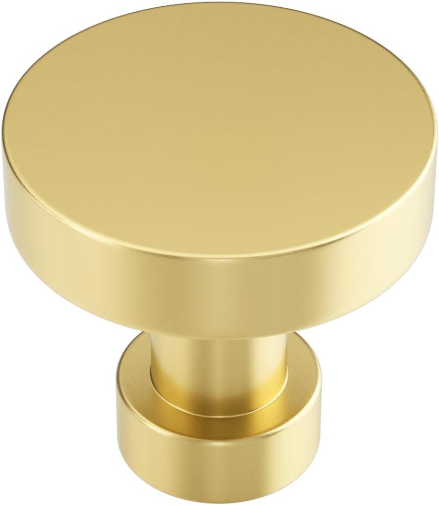 20 Pack Gold Cabinet Knobs and Pulls - Round Drawer Knobs, Brushed Brass for Kitchen Cabinets