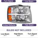 Headlight Fit For 07-13 Silverado 2007 2008 2009 2010 2011 2012 2013 Chevy Silverado 1500 / 2500HD / 3500HD & 2014 Old Body Style Driver And Passenger Side (Chrome Housing Amber Reflector)