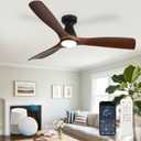 Depuley Ceiling Fans with Lights: 52-inch Smart Fan Flush Mount, Walnut