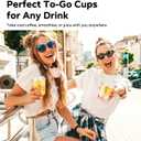 50 Pack 12 oz Round Bottom Plastic Cups with Sip Lids, Strawless To Go Iced Coffee Latte Cups, Disposable Clear Boba Tea Smoothie Cup for Cold Beverage Shops, Party, Picnics, Takeout, Office