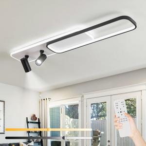EIDISUNY Modern LED Ceiling Light Remote Control, 39.3in Linear Ceiling Light with 2 Adjustable Spotlights 65W, Dimmable 3CCT, Long Ceiling Light Fixture for Bedroom Kitchen Living Room