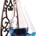 Esschert Design TH31 Thunder/Weather Glass Barometer with Cast Iron Filigree Holder and Overflow Pan, Antique Brown