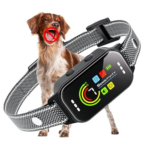 JEUJE Dog Bark Collar,Bark Collar for Large Medium Small Dogs 8-120lbs, AUTO Barking Collar, Bark Training Collar with 7-Level Sensitivity + 5 Safety Modes Humane Training System
