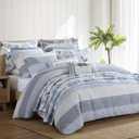 Levtex Home Sand Stripes Blue Twin/Twin XL Comforter Set (68x88in) with 1 Pillowcase (26x20in) - Woven Jacquard Stripe - Blue, Grey, White - Cotton Twin Size Comforter Set - Soft, Pre-Washed