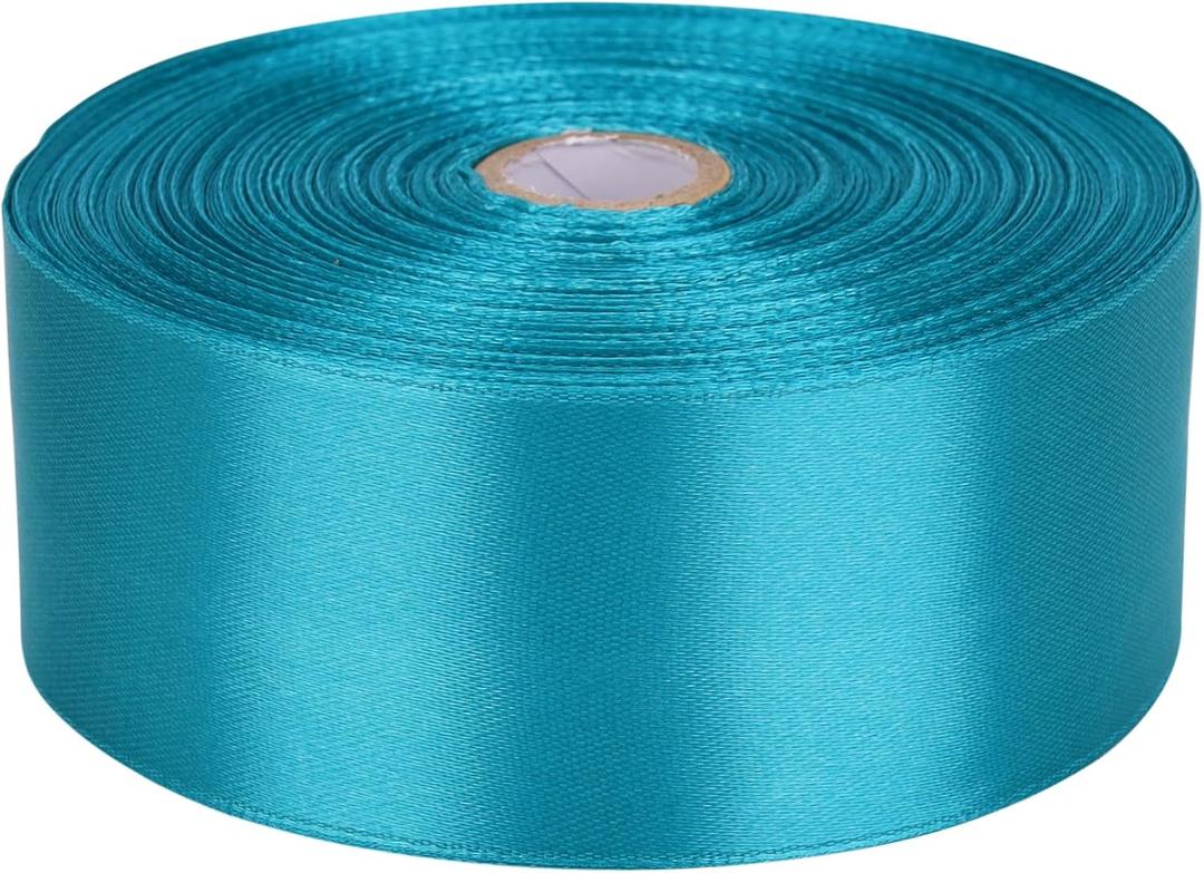 1-1/2 inch Peacock Blue Satin Ribbon 50 Yards Solid Fabric Ribbons Roll for Wedding Invitations, Bridal Bouquets, Sewing, Party Decorations, Gift Wrapping and More