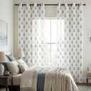 Navy Blue Curtains 96 Inches Long,Beautiful Elegant White Sheer Floral Toile Chinoiserie Curtains for Living Room Bedroom
