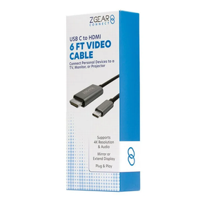ZGEAR Connect USB-C to HDMI 6 FT Video Cable – 4K Resolution, Plug & Play