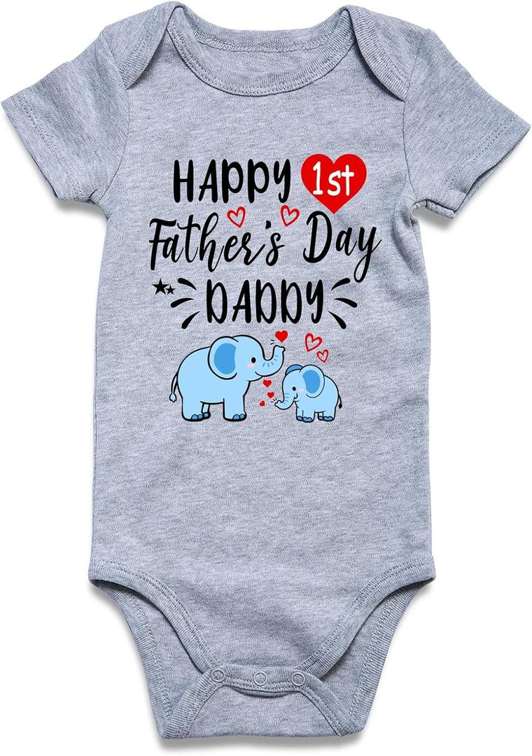 Lovekider Father's Day Baby Boys Bodysuits I Love You Daddy Infant Romper Jumpsuit Funny Newborn One-piece Outfit 12-18 Months (Gray)