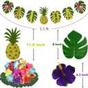 JOPHMO Tropical Luau Party Decoration Pack Hawaiian Beach Theme Party Favors Luau Party Supplies (112 PCS) including Banner, Table Skirt, Straws, Flamingo, Pineapple Dcors.