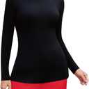 SHEIUGU Womens Mock Turtleneck Long Sleeve Sleeveless Tops Stretch Fitted Underwear Layer Tee Shirts Tops (Black, M)