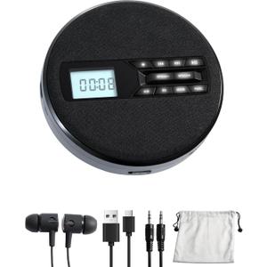 CD Player Portable with Speakers - Rechargeable Personal CD Player for Car and Home, Small Fabric Music Player with Backlit Display, Anti-Skip, AUX/USB Port - Ideal for Audiobooks & Gifts
