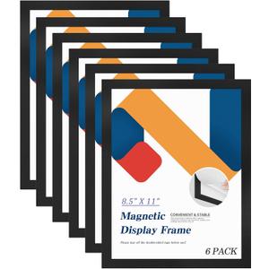 Relx 6 Pcs 8.5 x 11'' Self-Adhesive Magnetic Wall Signs Holder Magnetic Picture Frame Document Holder Wall & Window Adhesive Frames for Office Home Store Restaurant