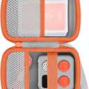 Storage Case Compatible with Yoto Mini (2024 Edition) Kids Screen-Free Bluetooth Audio Player,Transparent Card Bag can hold up to 36 cards(Gray Case,Orange Zipper)