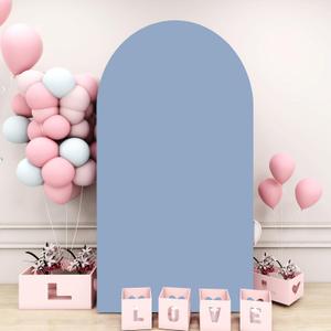 SOMUAUY Dusty Blue Arch Cover 7.2ft Arch Covers Stretchy Backdrop Arch-Cover for Round Top Stand Spandex Fitted Arched Back Drop Covers for Baby Shower Party Prom Balloon Decorations