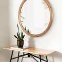 Kate and Laurel Dessa Transitional Round Wooden Wall Mirror; 32 Inch Diameter; Natural Rustic; Modern Circle Bathroom Vanity Mirror with Chunky Rounded Profile and Solid Poplar Wood Frame