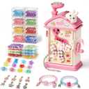 STACTCUTE Bracelet Maker Machine for Girls 6-12, Mess-Free DIY Charm Jewelry Making Kit with 800+ Beads and Mechanical Spinner, No Battery Bead Stringing Toy, Easter Bunny Gifts for Kids 6 7 8 (Pink)