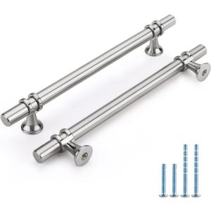Rergy Cabinet Handles Drawer Pulls and Knobs, 10Pack Brushed Nickel 6-1/4inch Hole Center, Kitchen Hardware for Dresser Handle Zinc Alloy Furniture Pull