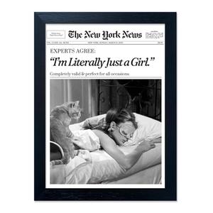 Vintage Black And White Wall Art Newspaper Posters Trendy Wall Art Framed I'm Literally Just a Girl Poster Print Trends New York Wall Decor for Bedroom Fashion Aesthetic Canvas Picture