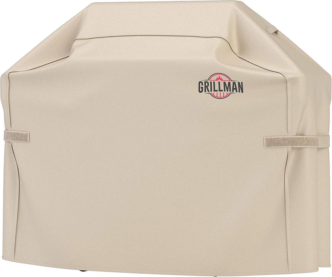 Grillman Premium BBQ Grill Cover. Rip-Proof & Waterproof (64" L x 24" W x 48" H, Tan) Top Heavy Duty Large Grill Cover for Weber Spirit, Genesis, Charbroil, etc. Barbecue Cover and Gas Grill Covers