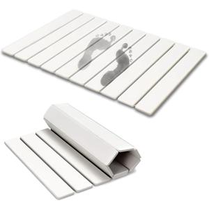 Foldable Stone Bath Mat, 23.6x15.5 Inch Super Absorbent Diatomaceous Earth Mat, Non-Slip Quick Drying and Easy to Clean for Bathroom, White