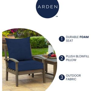Arden Outdoor Foam Deep Seat Cushion (1 Pack), 22x24, Premium High-Density Foam, Never Flattens, Weather-Proof for Patio Chair Sofa Couch, Clark Blue