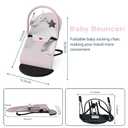 Portable Baby Bouncer Seat for Infants, 0-18 Months, 3 Modes of Use with Rocker & Stationary Options, Ergonomic Infant Chair with Hanging Toys, Pink MFG Date 10/01/2024