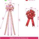 Choies Christmas Tree Bows,53 x 13 Inch Glitter Pink Bow Topper for Christmas Tree,Large Christmas Tree Bow with Long Streamers,Wired Edge Decorative Bow for Wreath Door Party Xmas Decoration