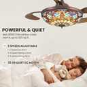 48'' Tiffany Retractable Ceiling Fan, Stained Glass | APP & Remote Control, Dimmable Chandelier Fan, Tiffany Fandelier for Large Living Room Dining Room Bedroom Kitchen