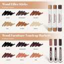Wood Filler Sticks, 12 Colors Furniture Markers Touch Up for Repair Any Furniture Scratch, Scuffs, Cracks and Nail Holes on Wood Furniture, Floors, Doors, Cabinets, Tables