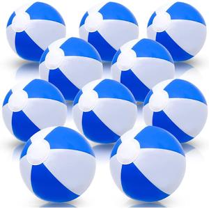 ArtCreativity 16 Inch Blue & White Beach Balls for Kids, Pack of 12, Inflatable Summer Toys for Boys and Girls, Decorations for Hawaiian, Beach, and Pool Party, Beach Ball Party Favors