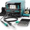 YIHUA 992D-II 2-IN-1 Precision Soldering Kit with Hot Air Pencil and C210 Soldering Iron, Precision Soldering Station with Dynamic LCD Display, Low-Wear Mode, 3 Preset Channels, 8 Hot Air Nozzles