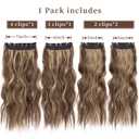 4PCS Clip in Hair Extensions Honey Blonde Mixed Light Brown 20 Inch Long Wavy Synthetic Hair Extensions (4pcs, 20Inch, 22H10#), 2 pack