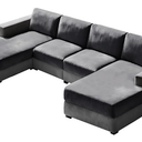 10 Pieces Sofa Cushion Covers for UShaped Modular Sectional Couch with 4 Seat+4 Back+2 Arms, Stretch Velvet Upholstered Covers for Sofa Bed with Deep Double Chaise (Grey,Universal (10 Pieces))