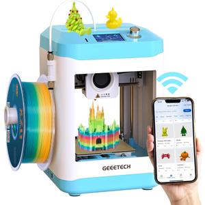 Fully Assembled Mini 3D Printer for Kids & Beginners with WiFi- Complete Starter Kit with Auto Leveling 3D Printer, 1 Roll of Filament, and SD Card, High-Speed, Fully Open Source, for Home & School
