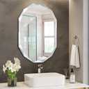 Silver Wall Mirror-Beveled Edge Frameless Mirror for Bathroom, Vanity, Bedroom, Rectangle Mirrors (24 x 36 inch)