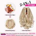 REECHO Ponytail Extension, 9" Claw Clip in Short Curly Wavy Pony Hair Extension Jaw Clip on Pony Tail HP001 Hairpiece for Women - Dark Blonde with Light Blonde Ends