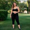Hi Clasmix 2 Pack Plus Size Capri Leggings for Curvy Women -1X-4X High Waisted Tummy Control&Soft Yoga Workout Gym Tights Pants(2 Pack Black,XL)